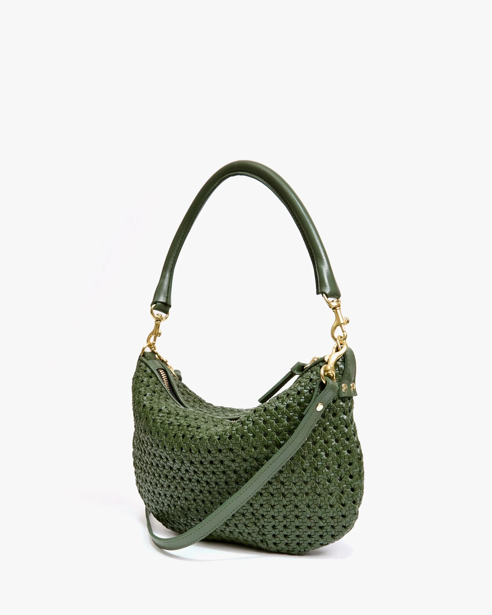 Clare V Petit Moyen Messenger Rattan Army