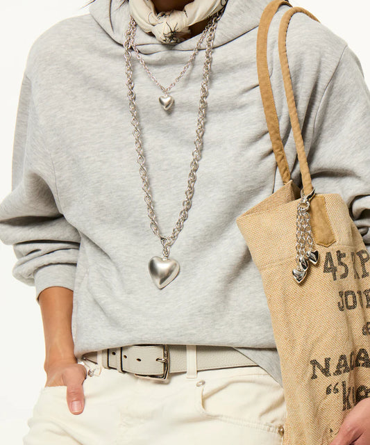 Roxanne Assoulin Mini Puffy Heart Short Necklace Silver