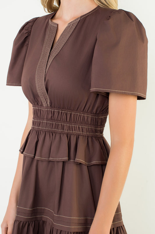 THML S/S V-Neck Midi Dress