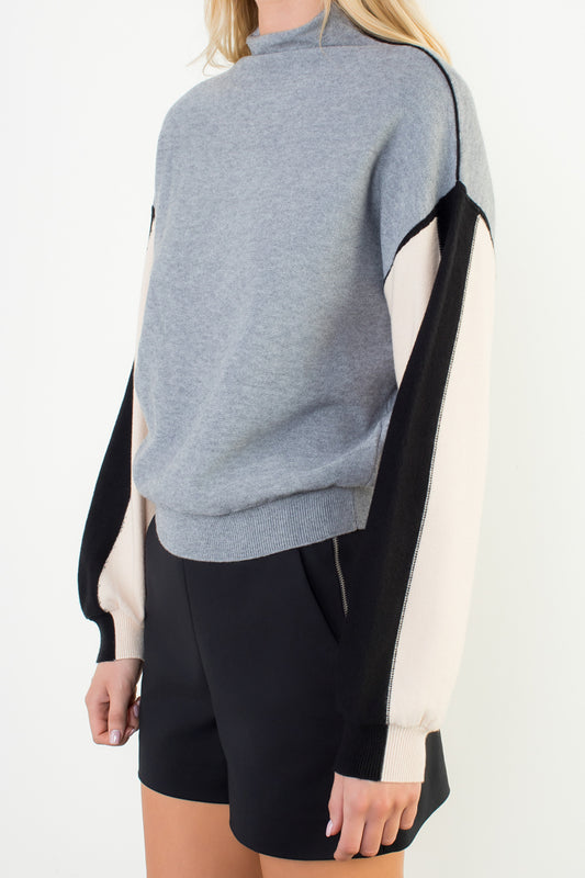 THML Colorblock Mock Neck Sweater