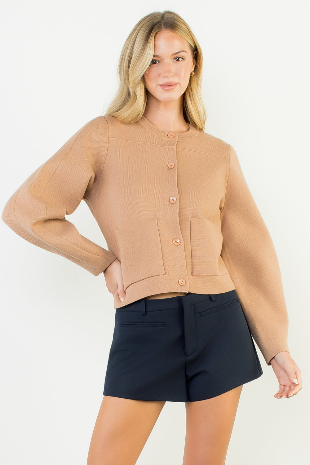 THML Long Sleeve Cropped Cardigan