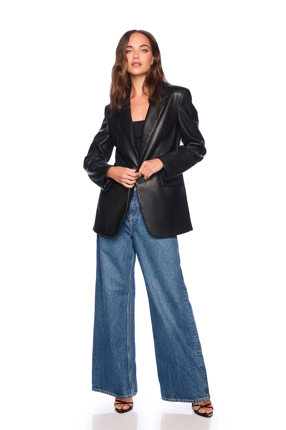 Susana Monaco Faux Leather Boyfriend Blazer