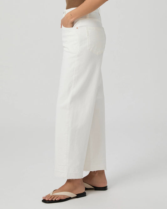 Paige Ariella Ankle Wide Undone Hem in Tonal Ecru