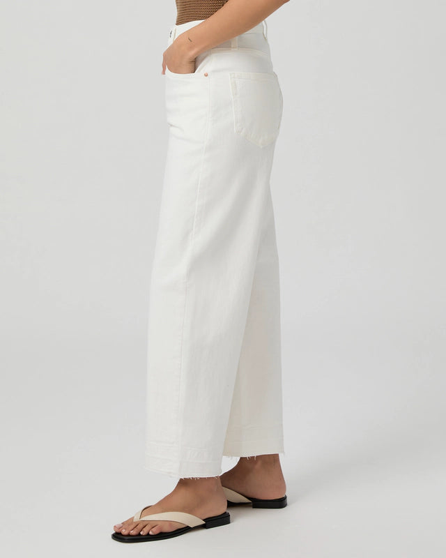 Paige Ariella Ankle Wide Undone Hem in Tonal Ecru