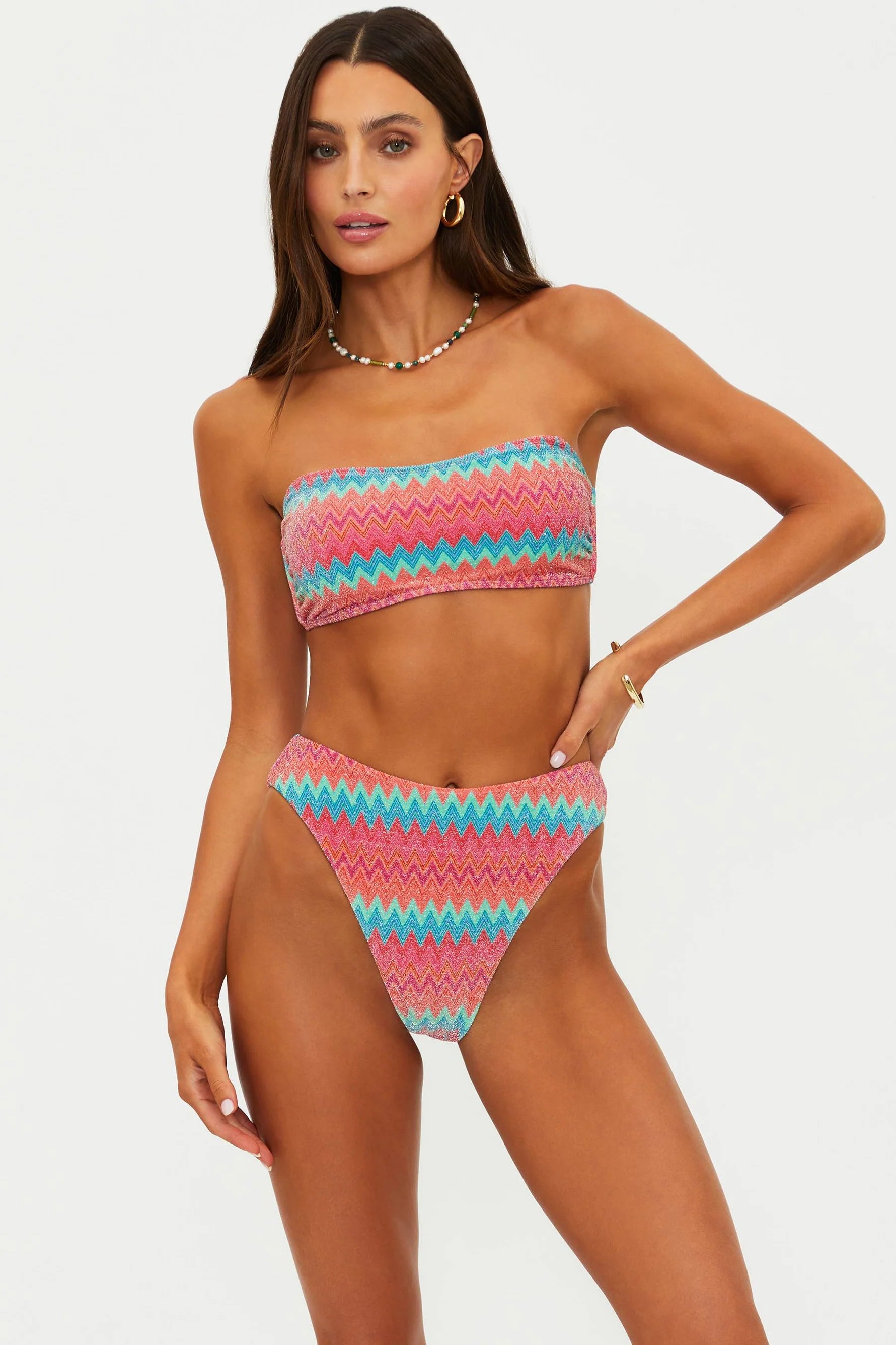 Beach Riot Amarie Bottom Strawberry Ice Chevron