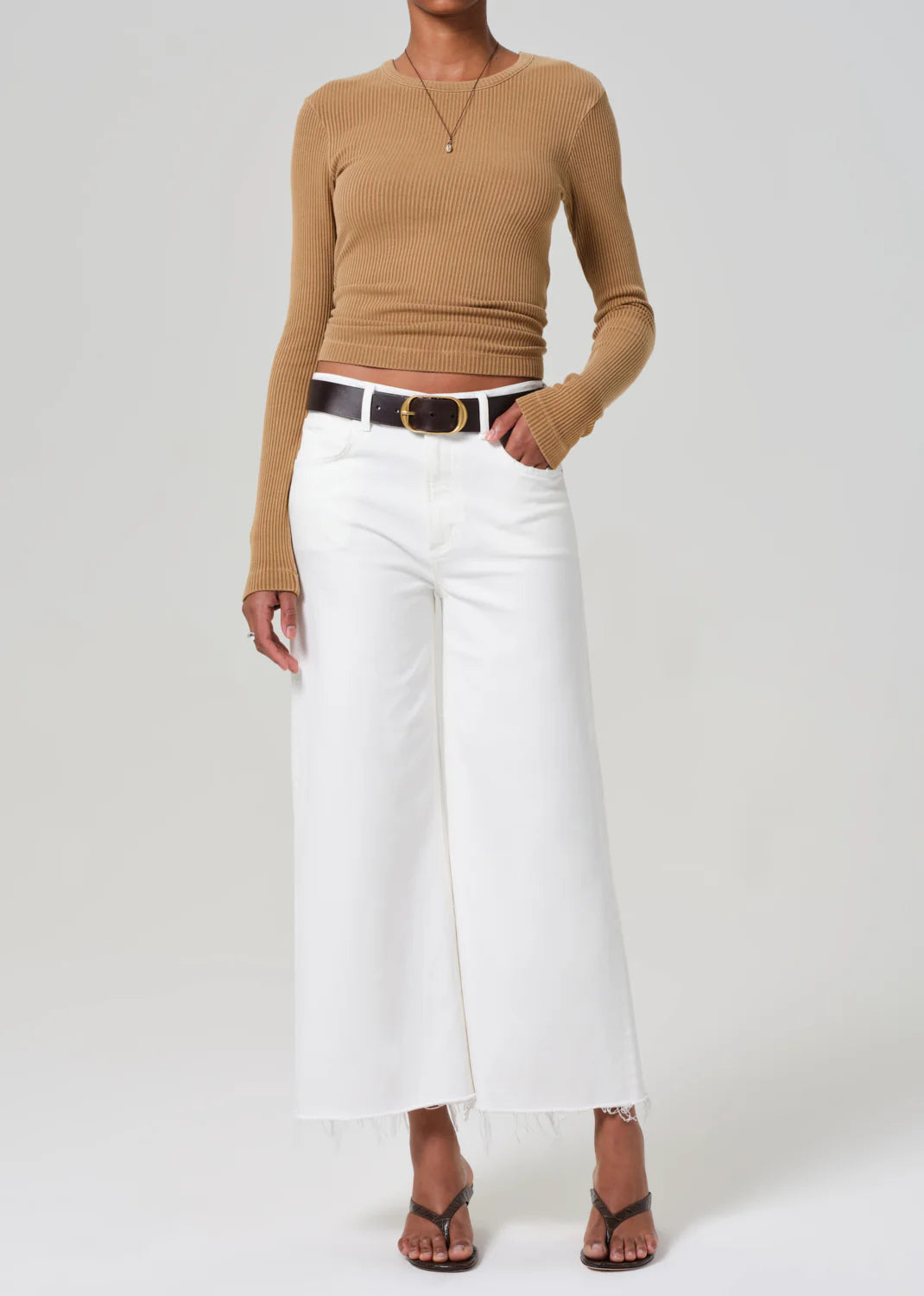 Citizens of Humanity Lyra Wide Leg Crop in Soft White