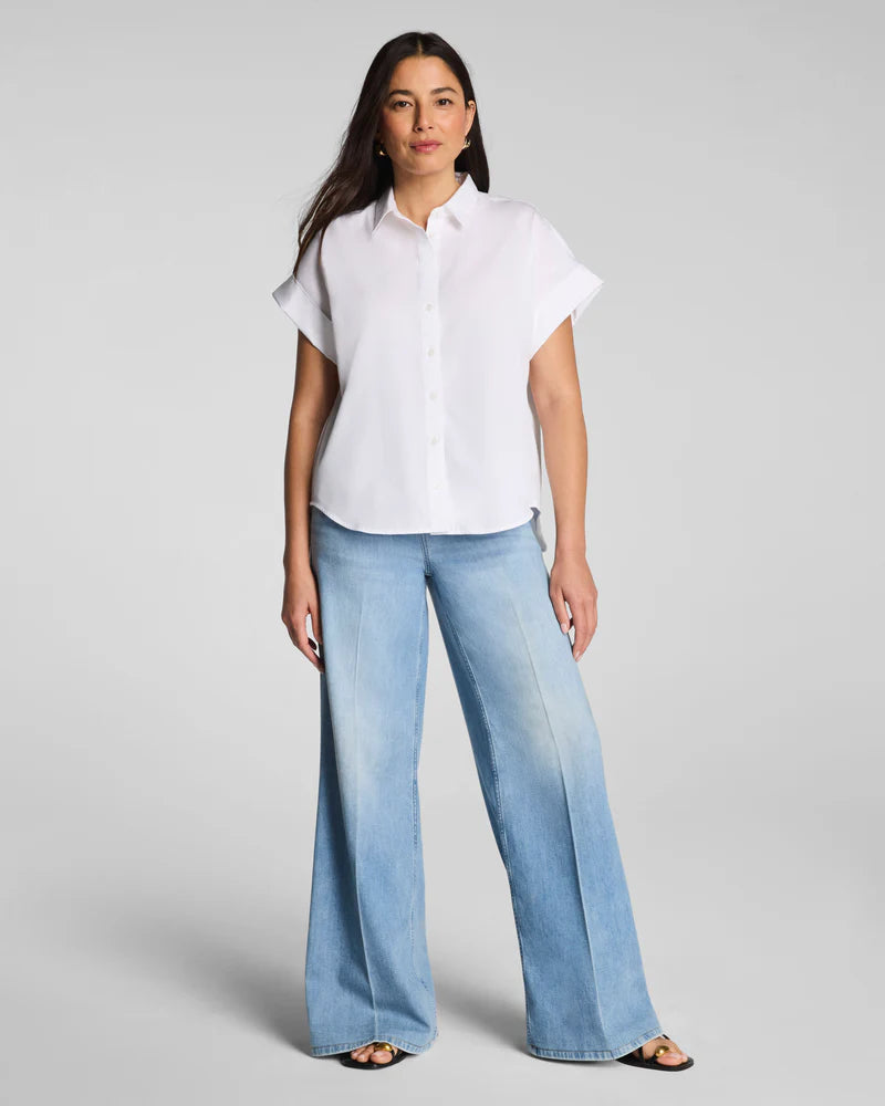Spanx Poplin Oversized SS Button Down