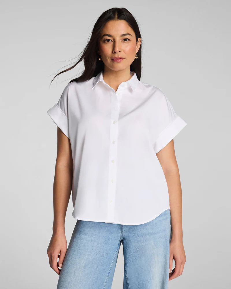 Spanx Poplin Oversized SS Button Down