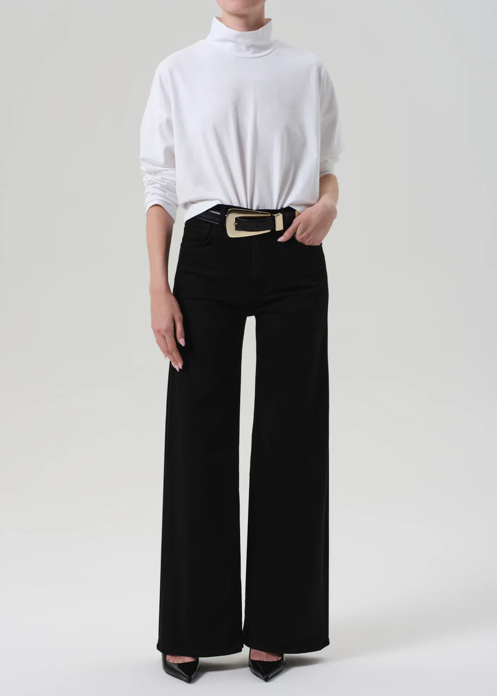 Citizens of Humanity Lyra Long Wide Leg in Plush Black