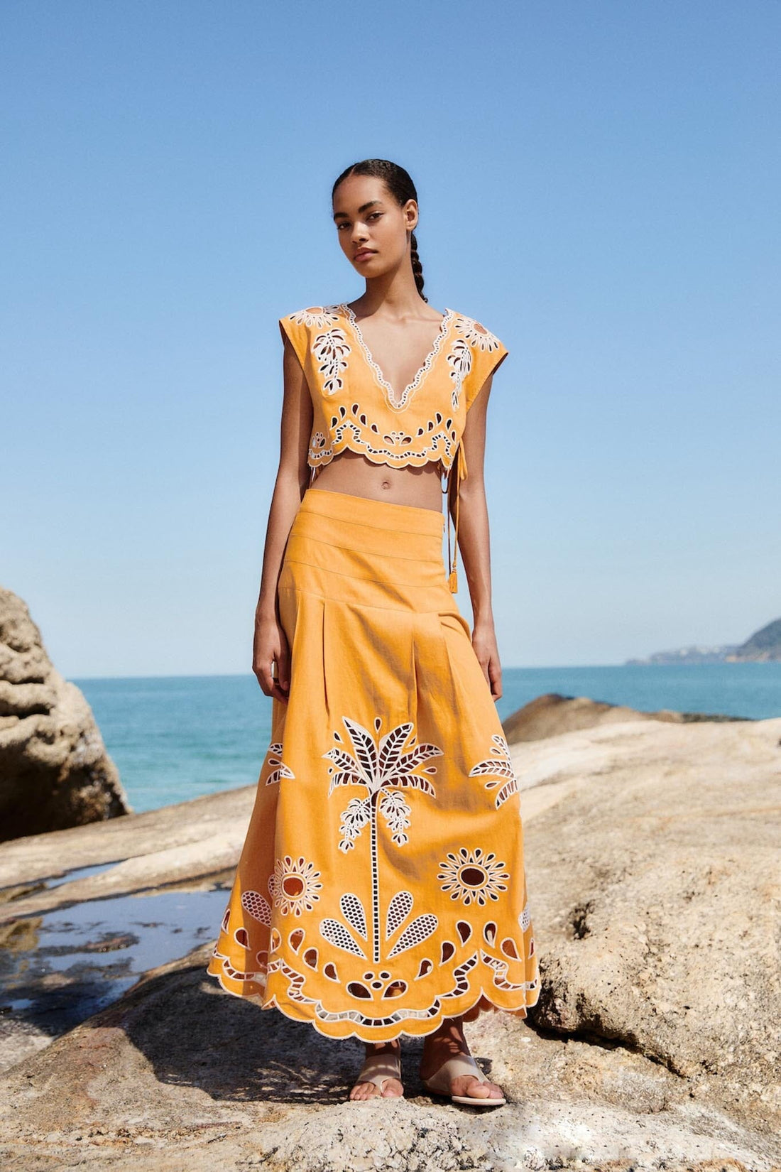 Farm Rio Tropi Embroidery Camel Skirt