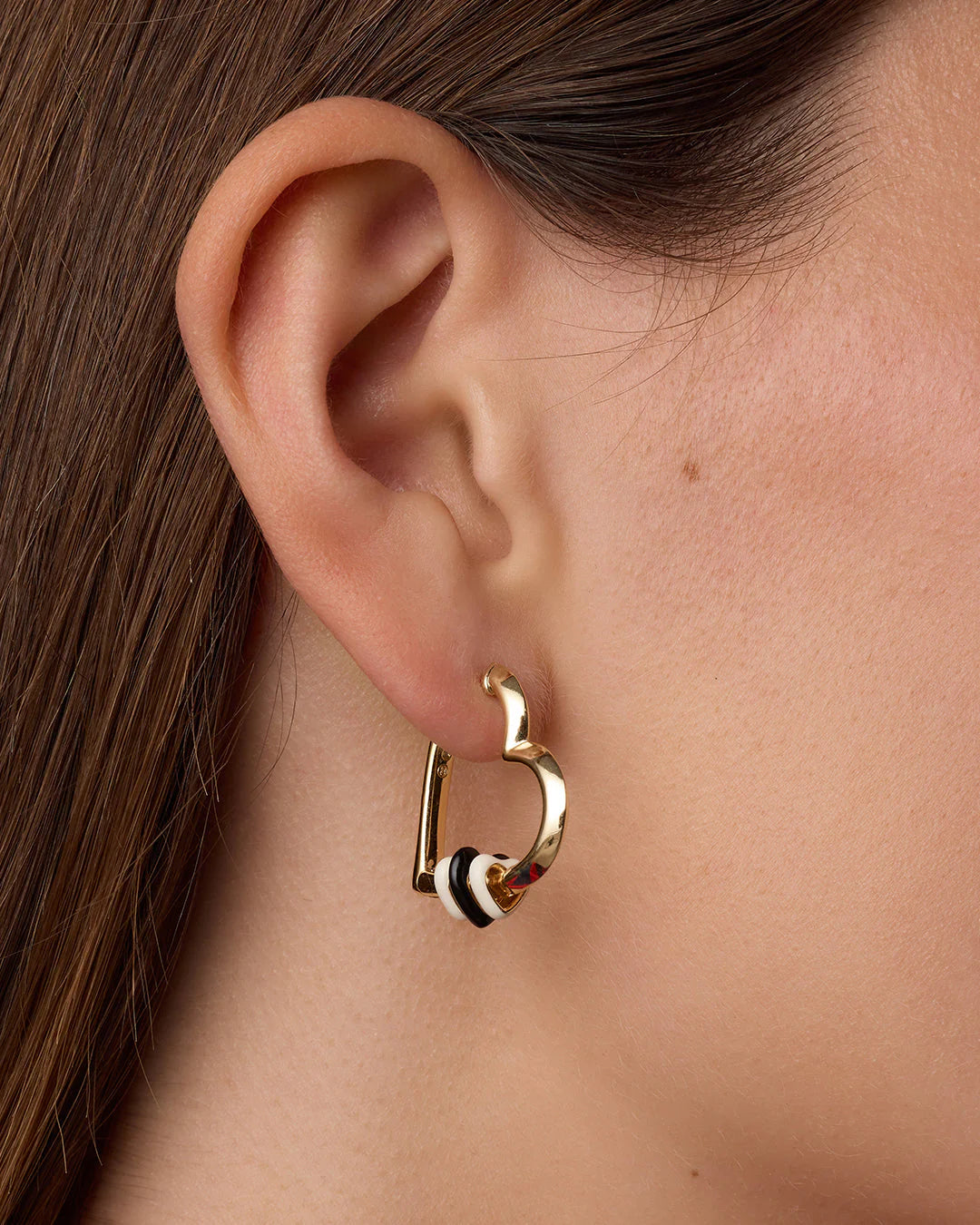 Gorjana Campbell Heart Bead Hoop Black