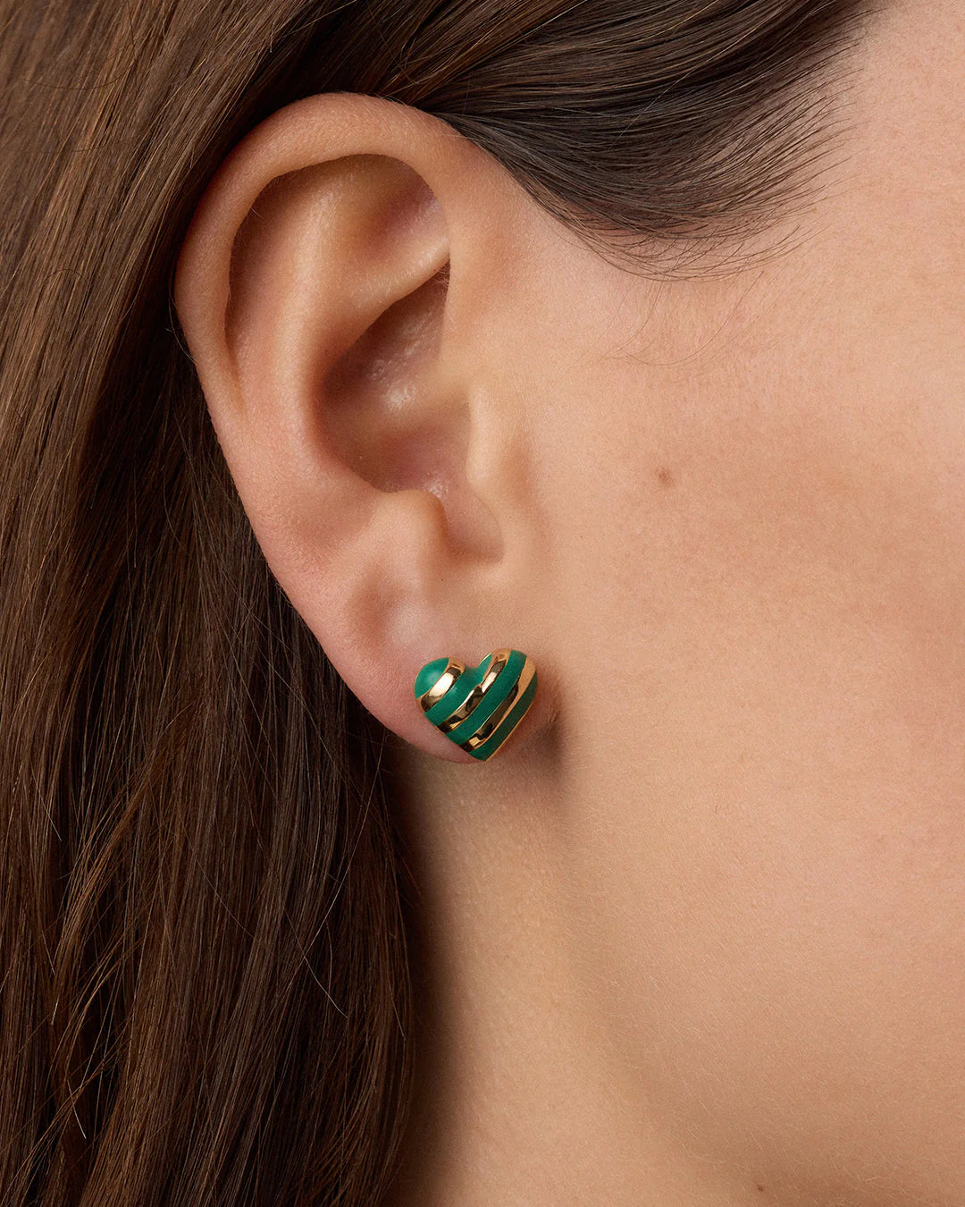 Gorjana Campbell Heart Stud Green