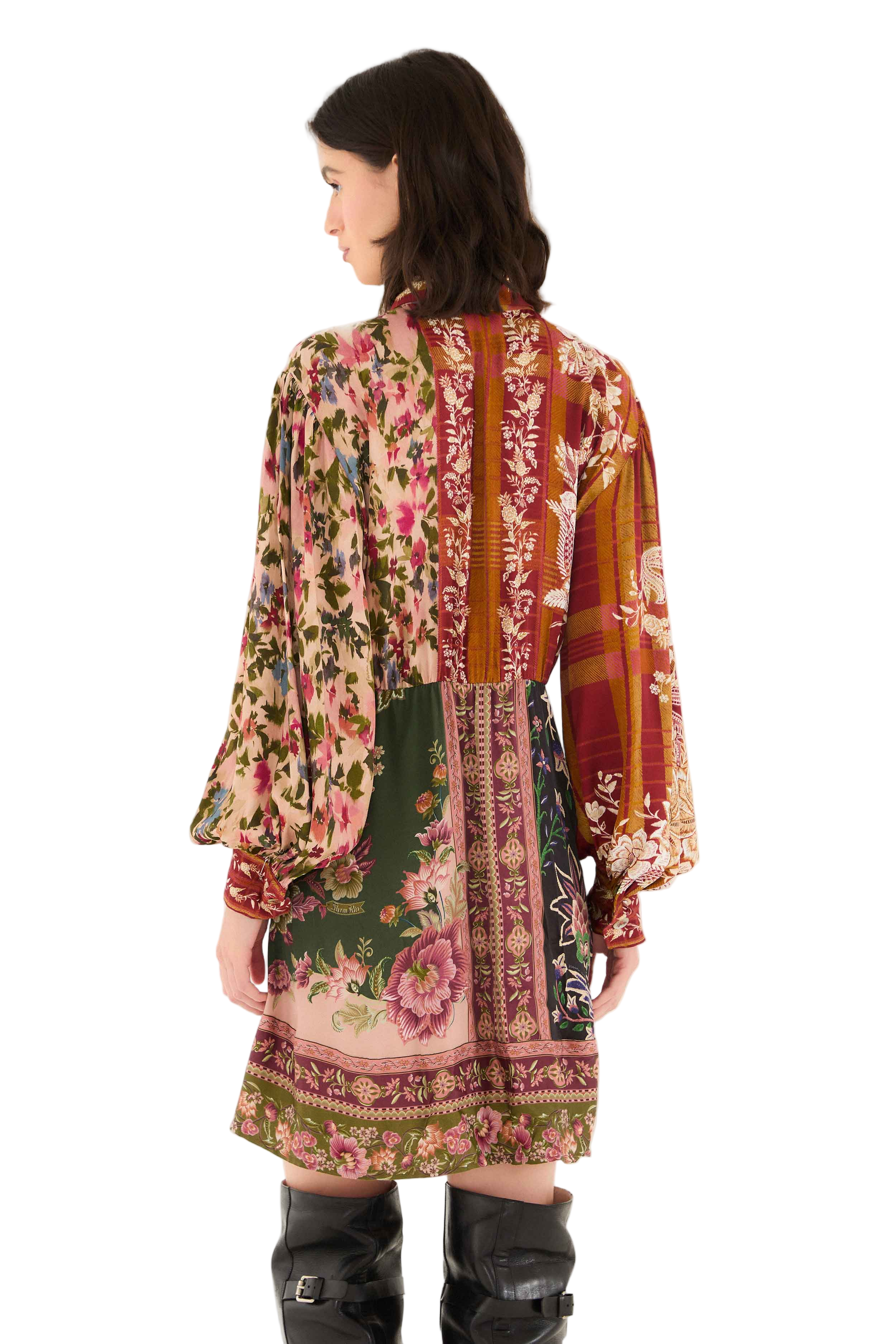 Farm Rio Winter Garden Mix Mini Dress