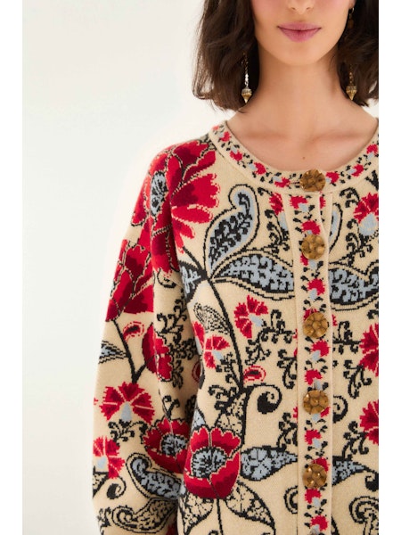 Farm Rio Francesca Sand Cardigan