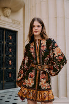 Farm Rio Majestic Garden Black Mini Dress