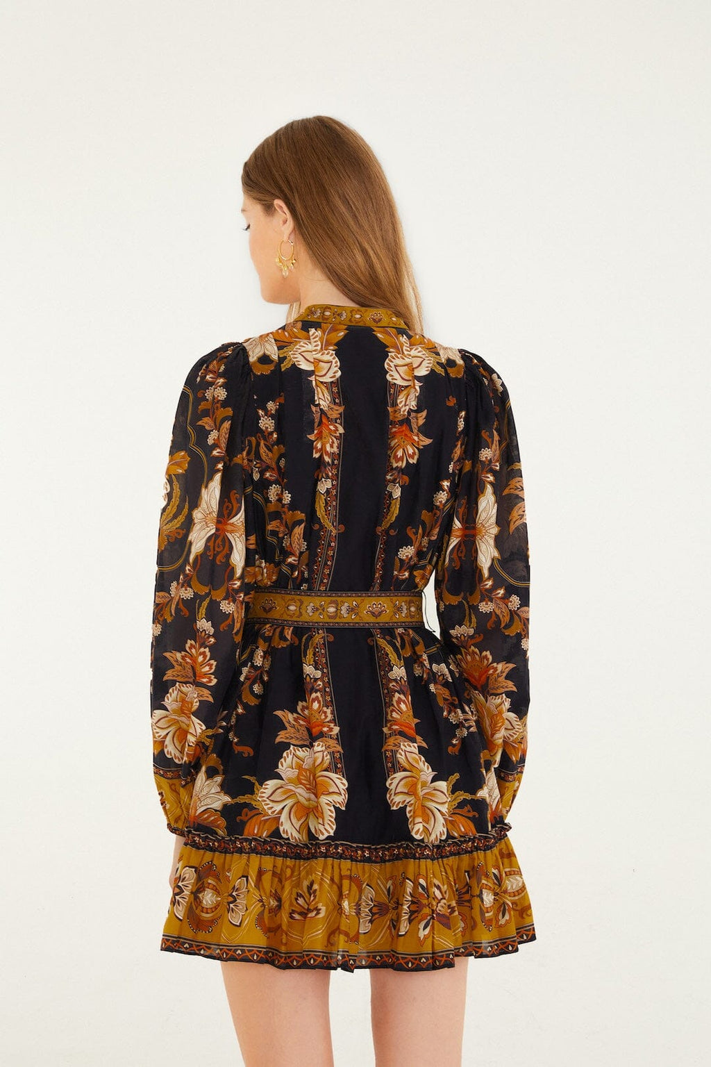 Farm Rio Majestic Garden Black Mini Dress