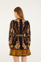 Farm Rio Majestic Garden Black Mini Dress