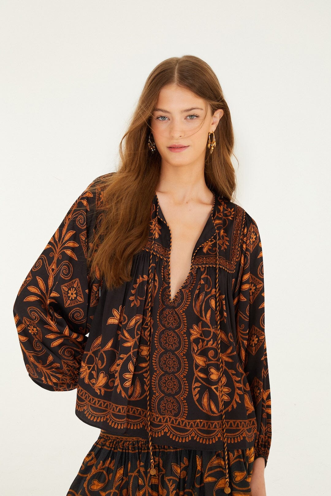 Farm Rio Cornely Ainika Black Blouse