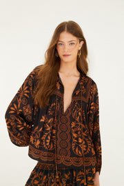 Farm Rio Cornely Ainika Black Blouse