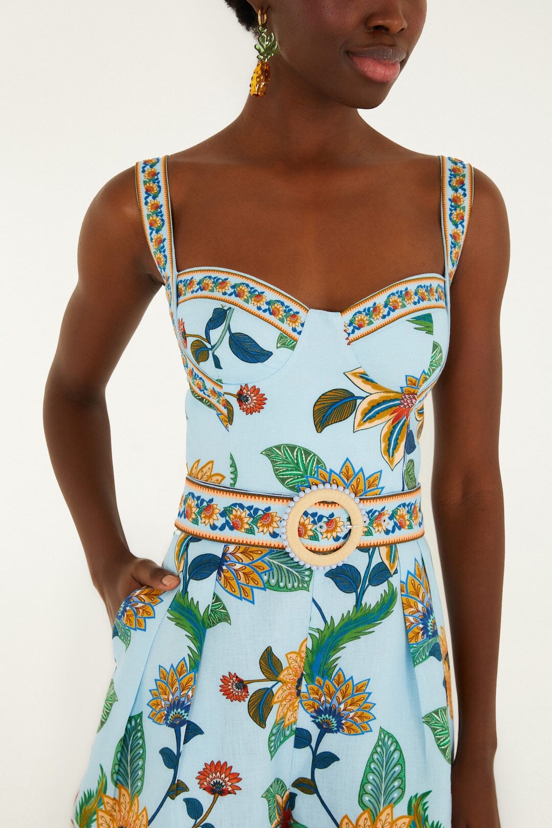 Farm Rio Floral Delhi Light Blue Romper