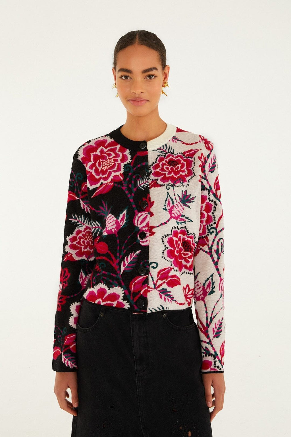 Farm Rio Winter Garden Mixed Cardigan