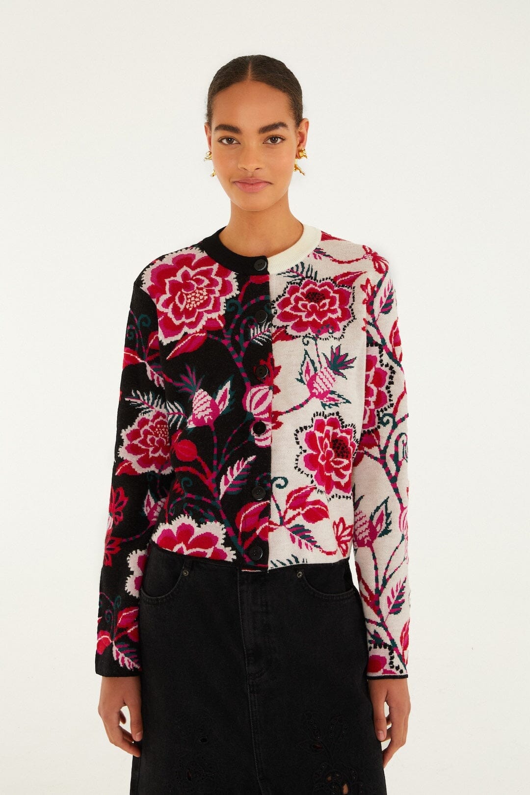 Farm Rio Winter Garden Mixed Cardigan