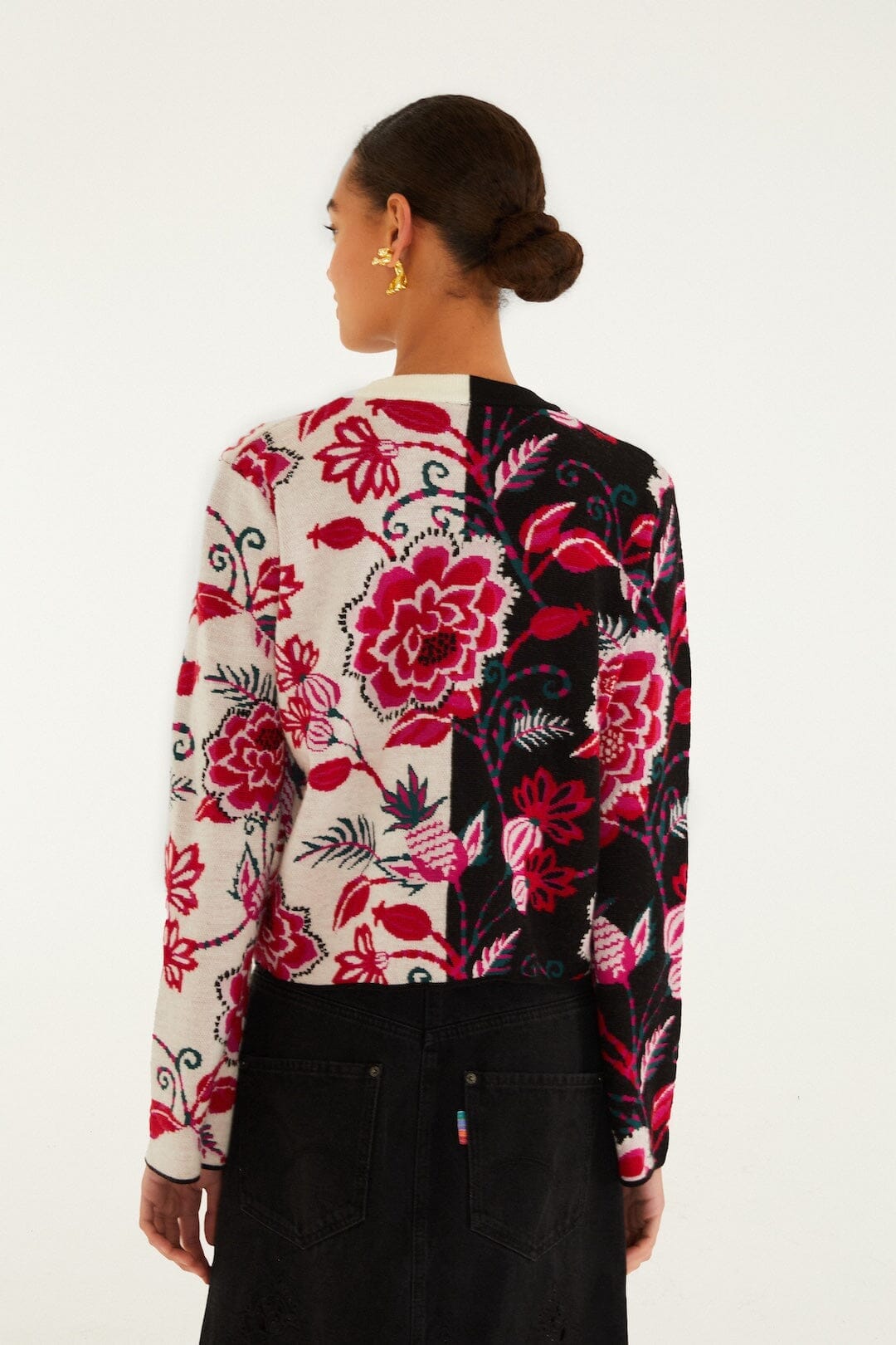 Farm Rio Winter Garden Mixed Cardigan