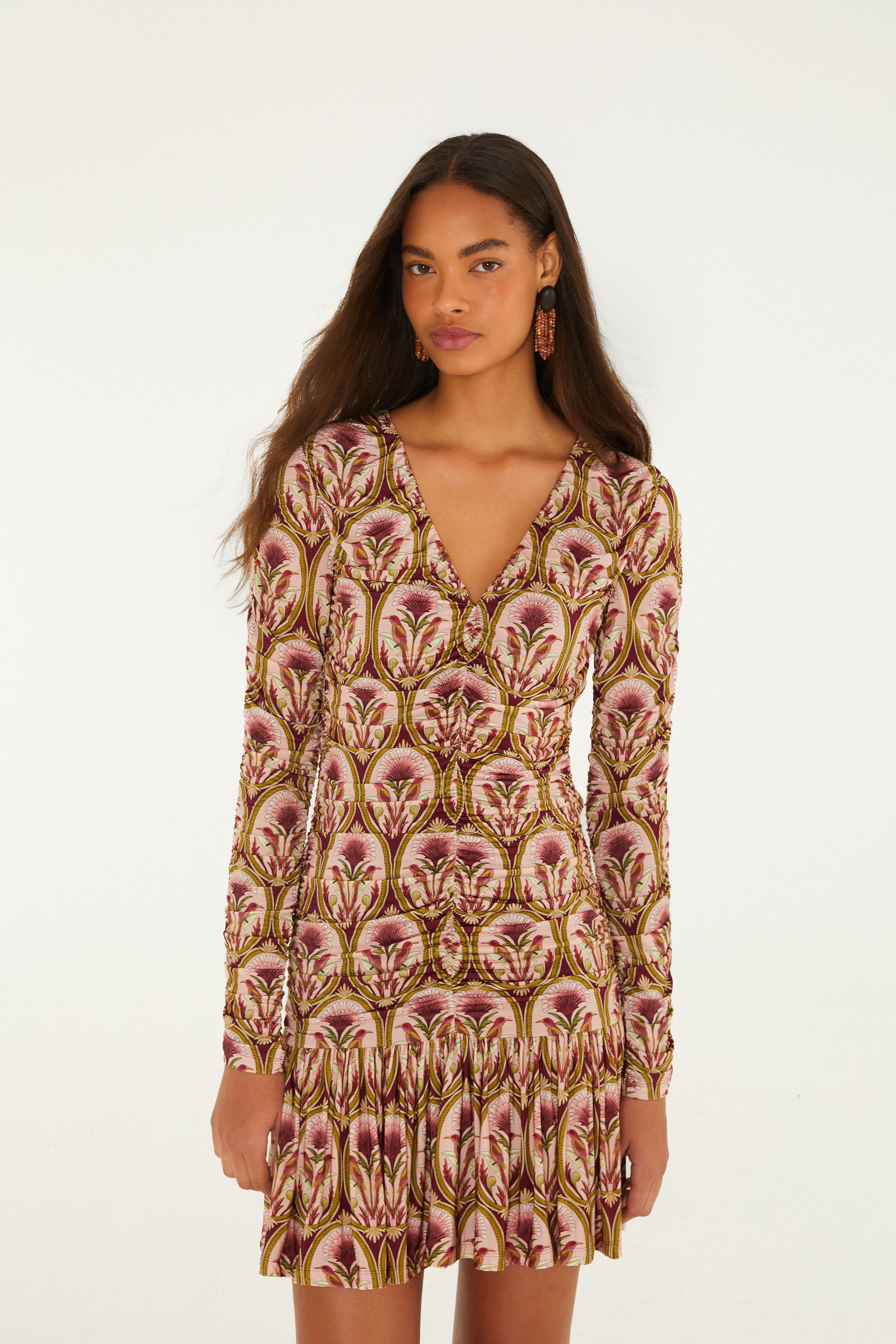 Farm Rio Garden Medal Multicolor LS Mini Dress