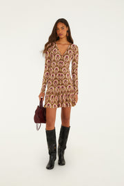 Farm Rio Garden Medal Multicolor LS Mini Dress
