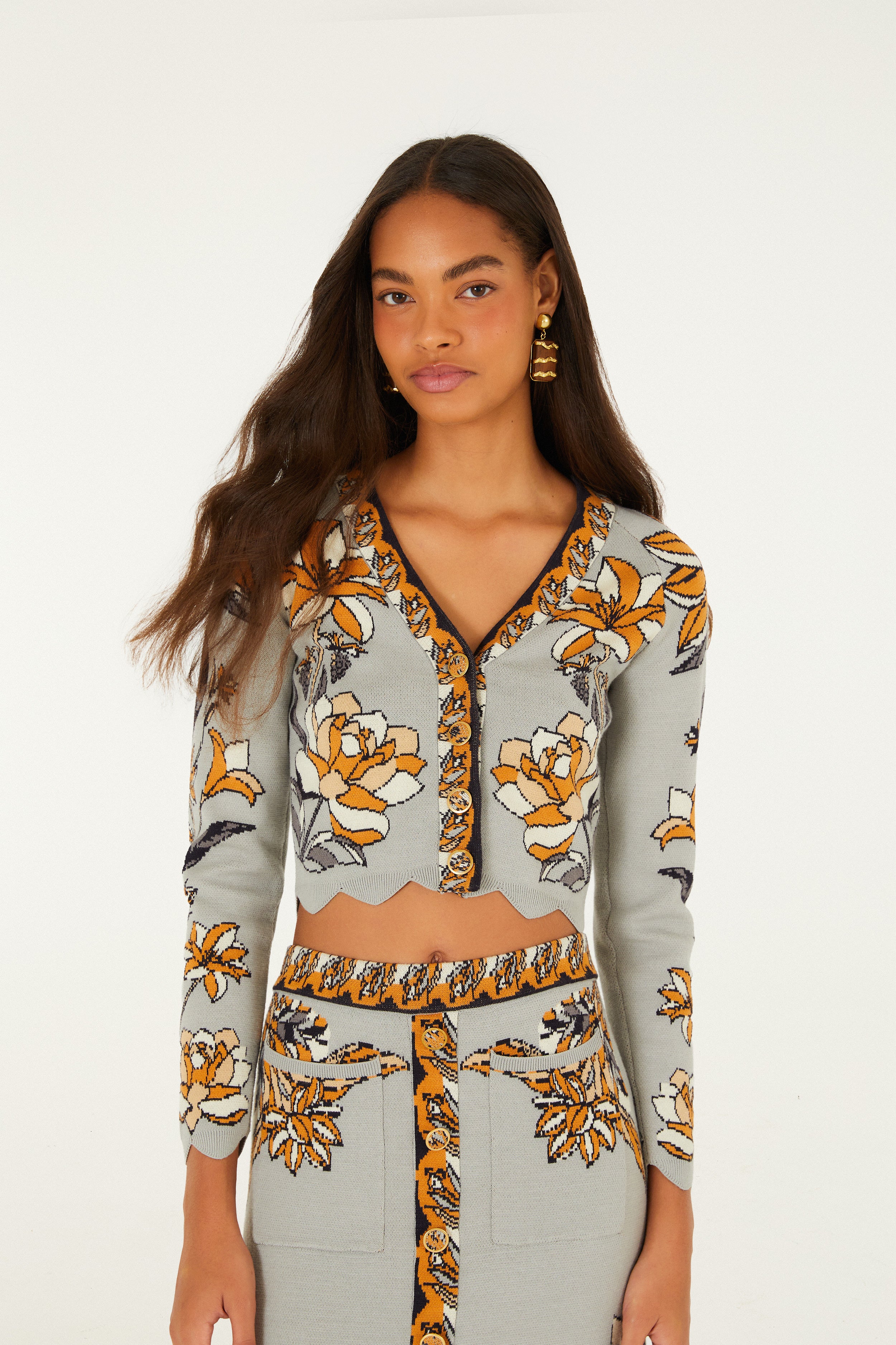 Farm Rio Stained Glass Beauty Grey Top