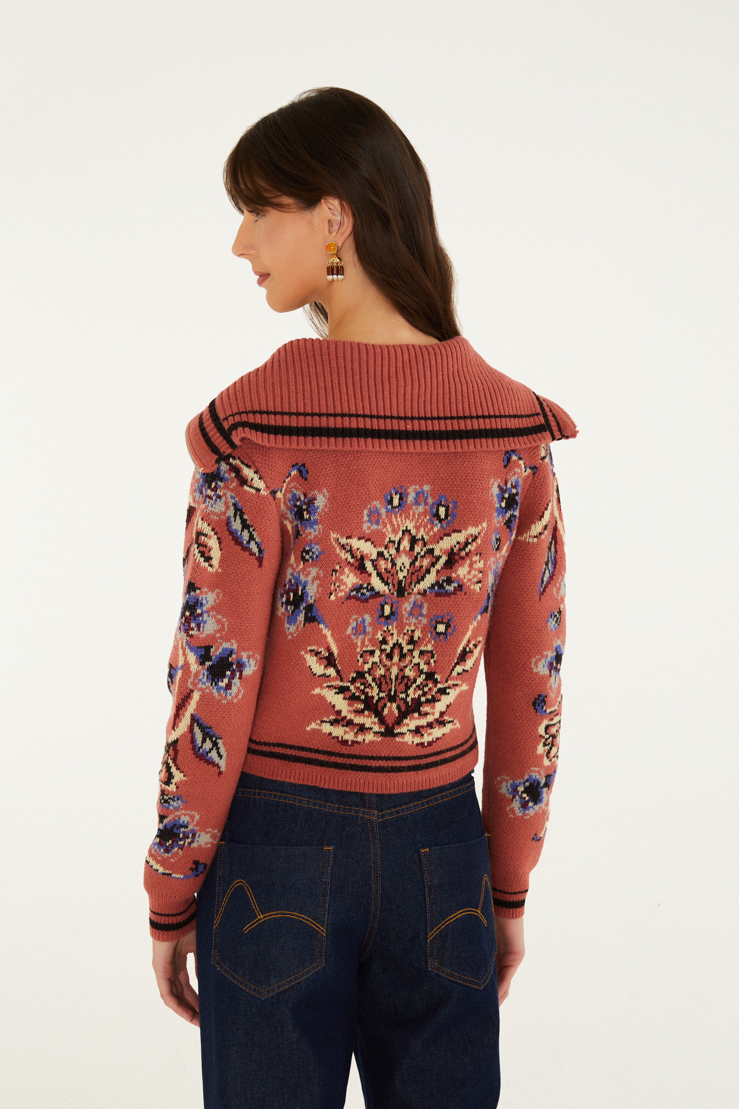 Farm Rio Floral Beauty Tapestry Blush Pink Cardigan
