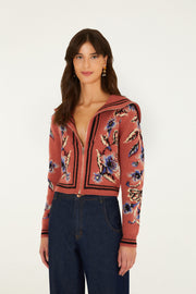 Farm Rio Floral Beauty Tapestry Blush Pink Cardigan