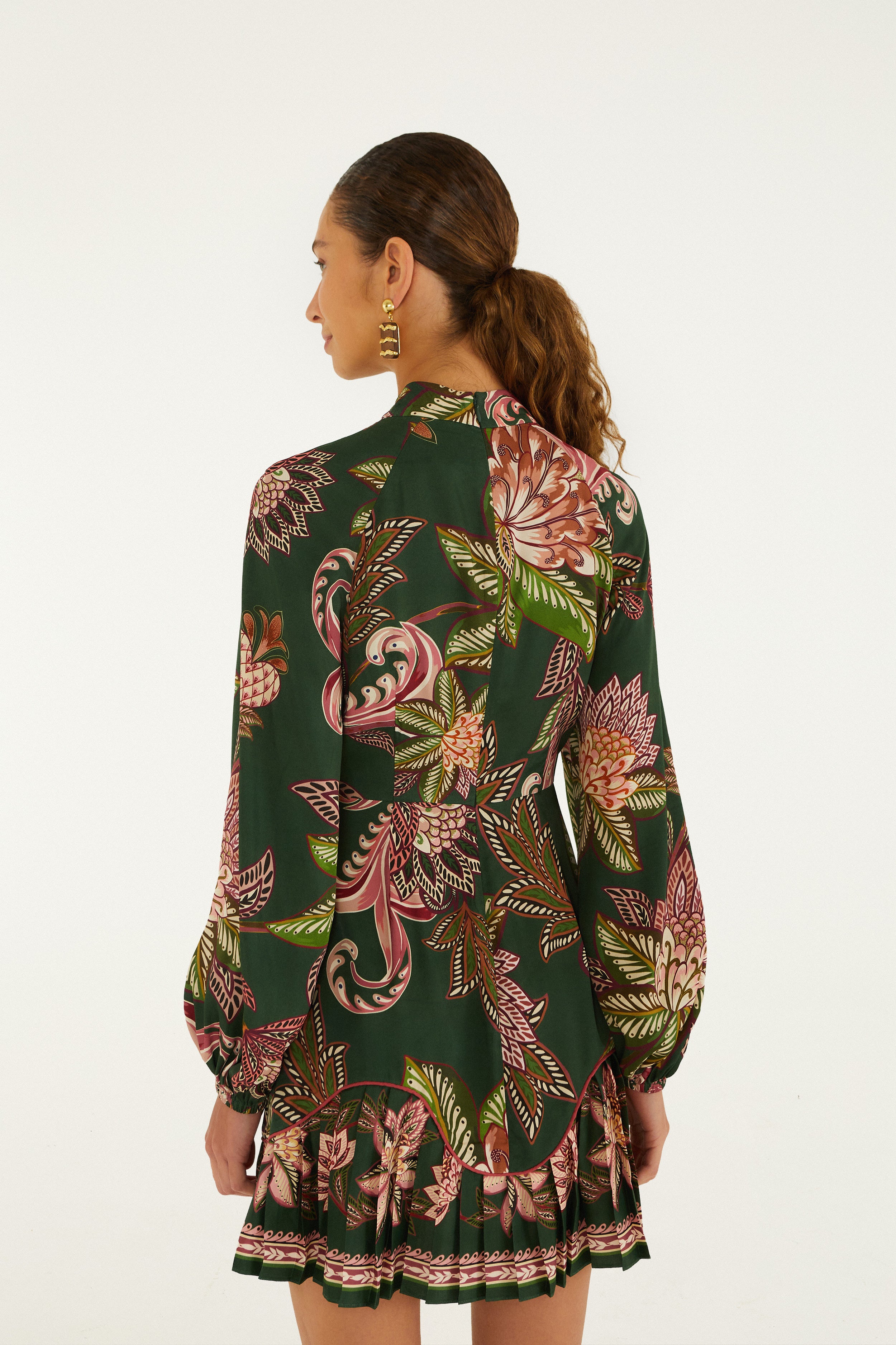 Farm Rio Arabesque Paradise Floral Green Mini Dress