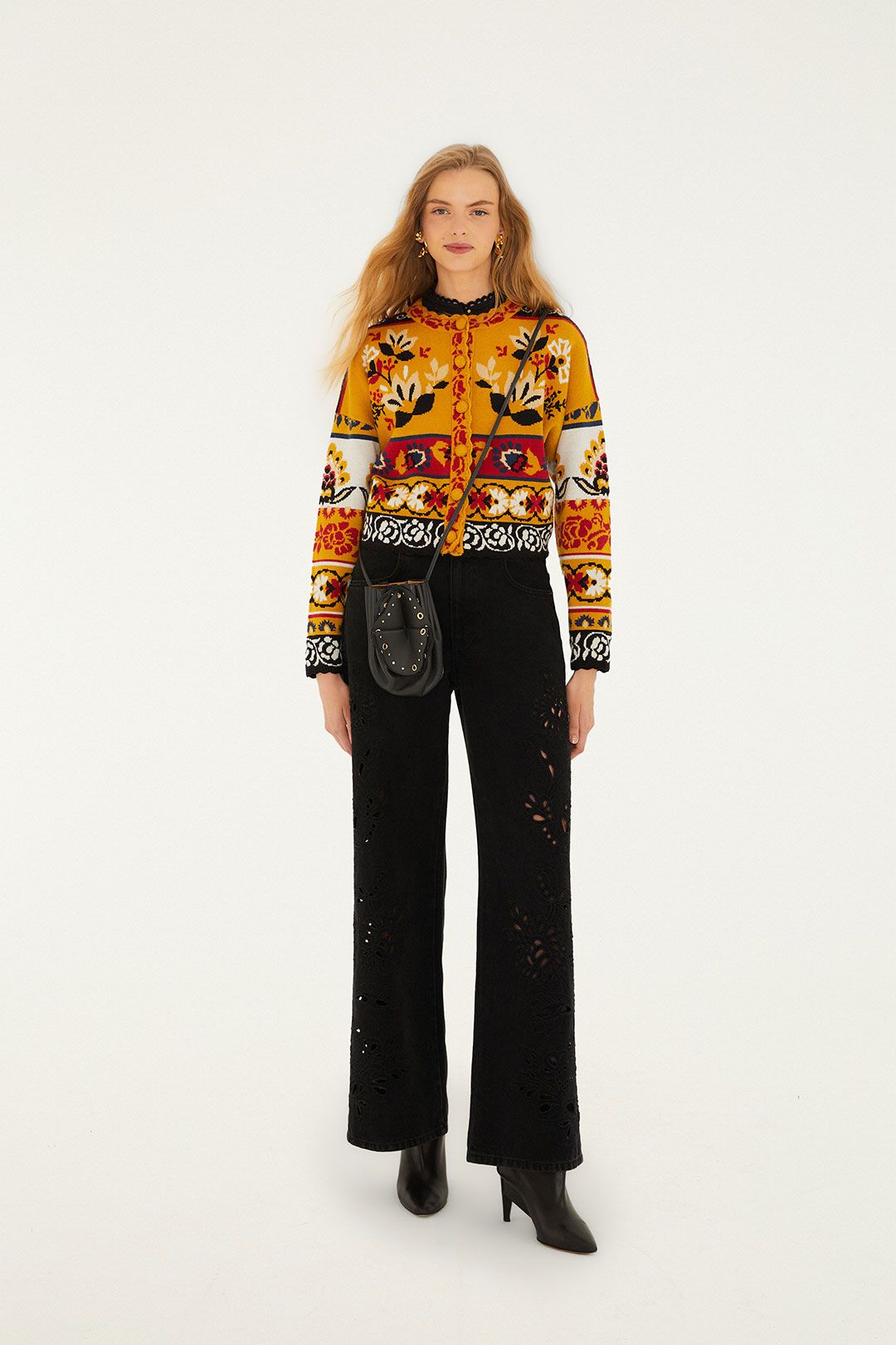 Farm Rio Folk Stitched Cardigan