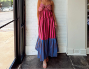 2.7 August Apparel Stripe Block Bow Dress