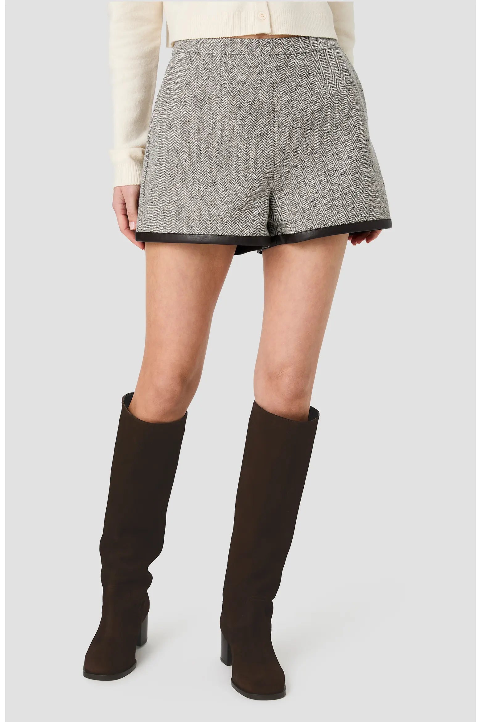 French Connection Faux Leather Trim Shorts
