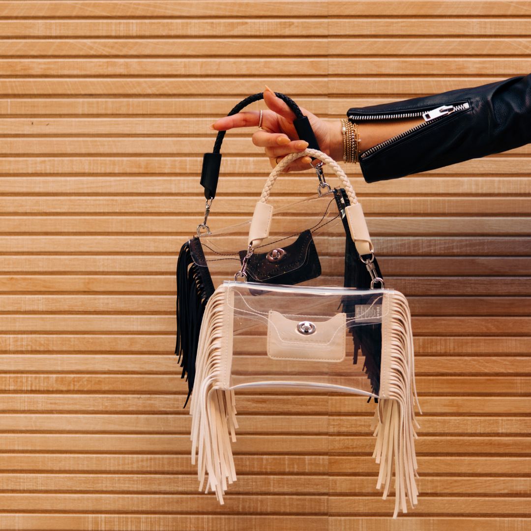 Margo Paige Clear Fringe Crossbody Handbag