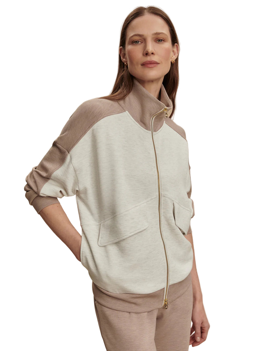 Varley Garcia 2 Tone Zip Through Sweat