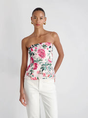French Connection York Satin Christa Floral Strapless
