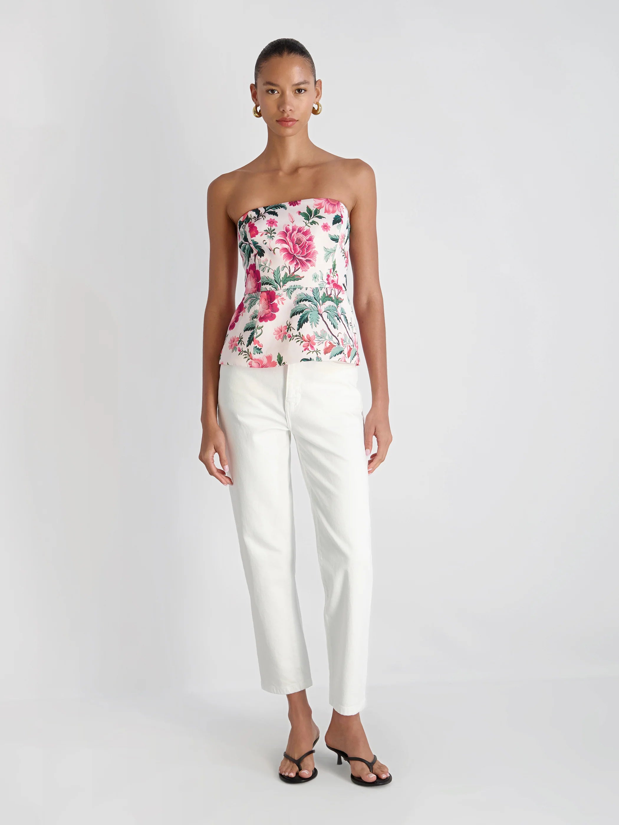 French Connection York Satin Christa Floral Strapless