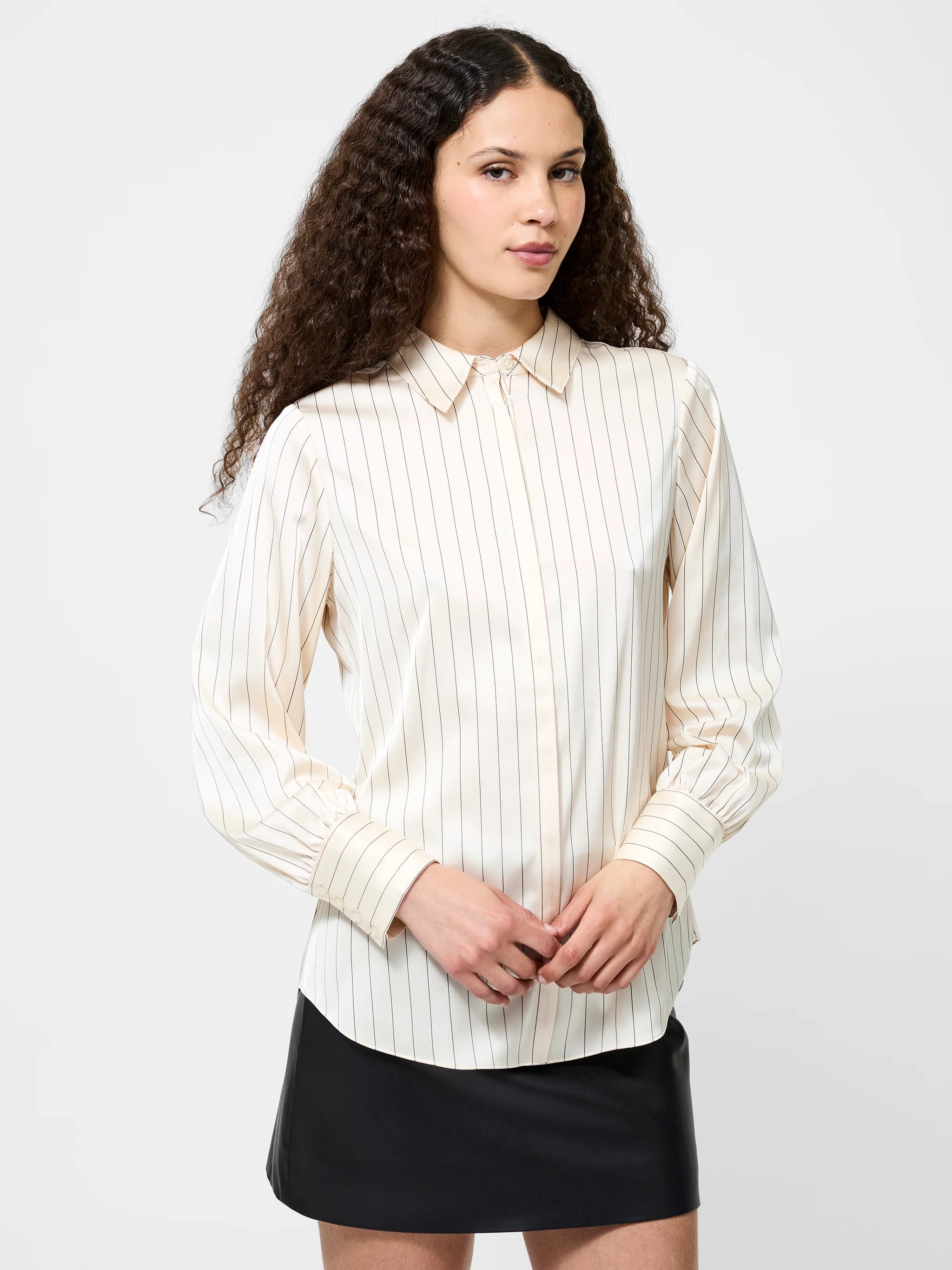 French Connection Satin Pinstripe Blouse