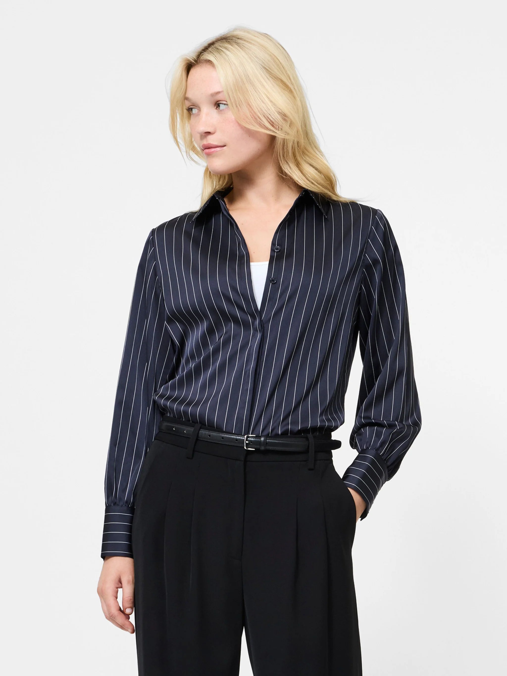 French Connection Satin Pinstripe Blouse
