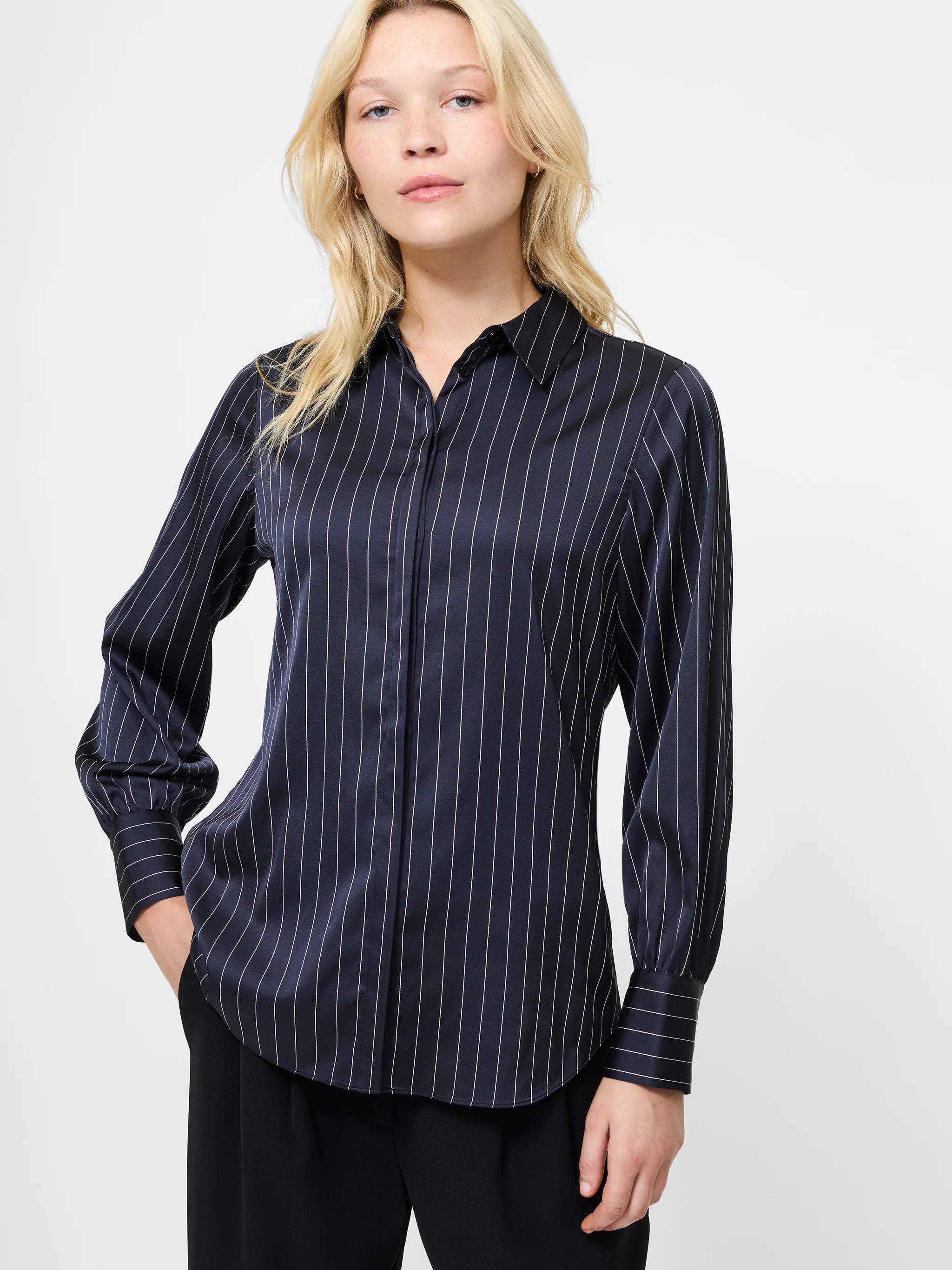 French Connection Satin Pinstripe Blouse