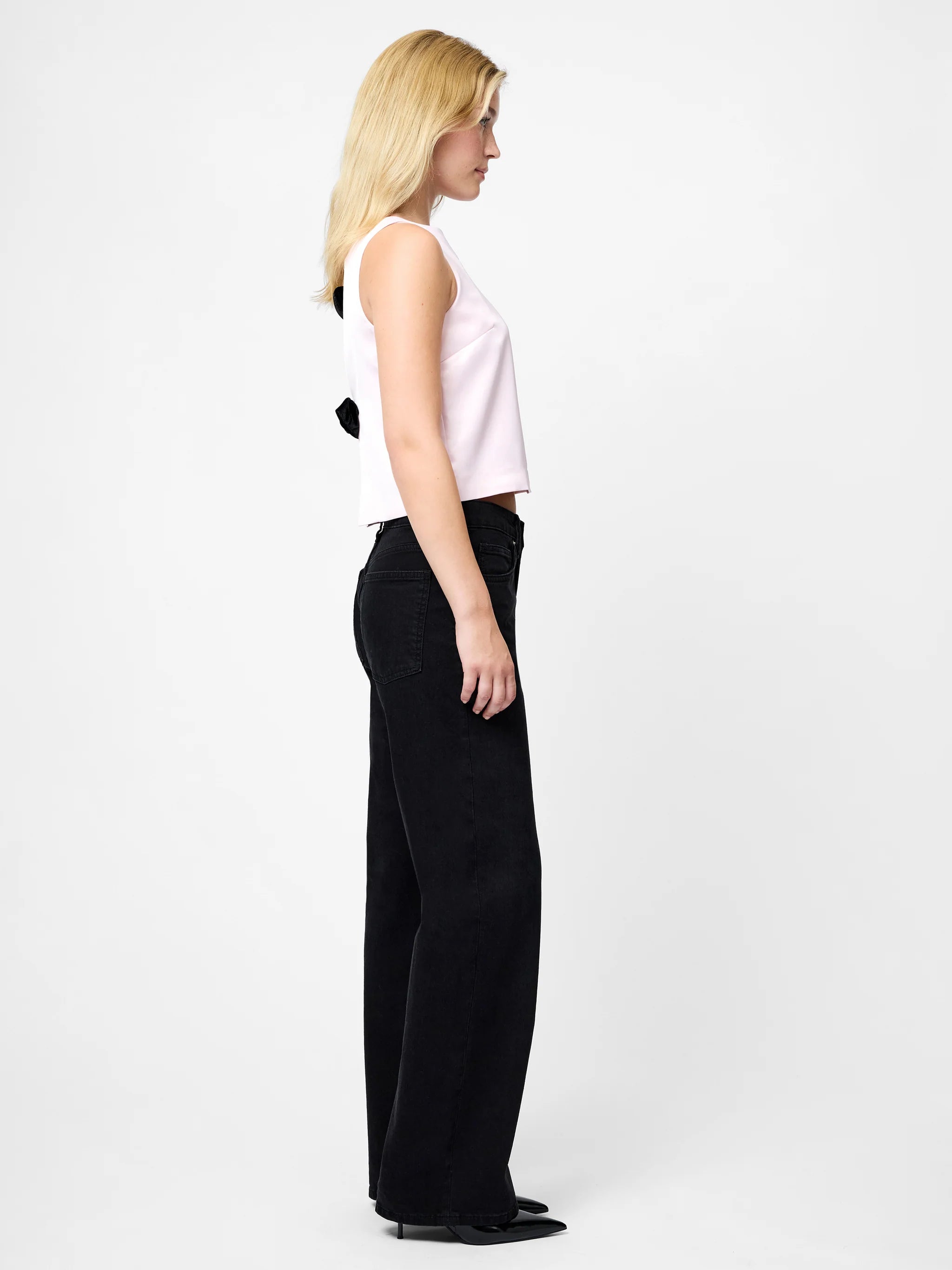 French Connection Carey Combo Velvet Bow Top