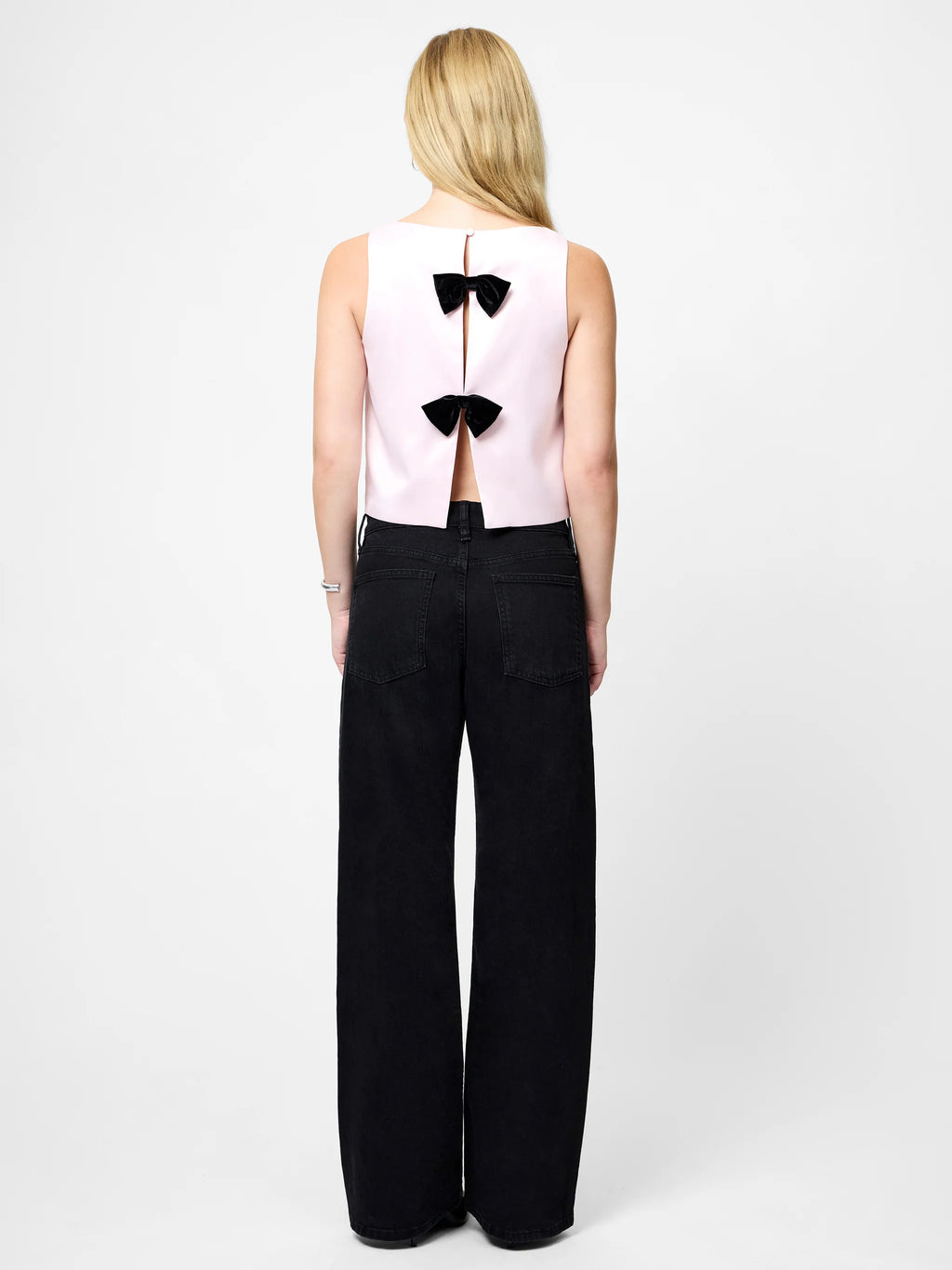 French Connection Carey Combo Velvet Bow Top