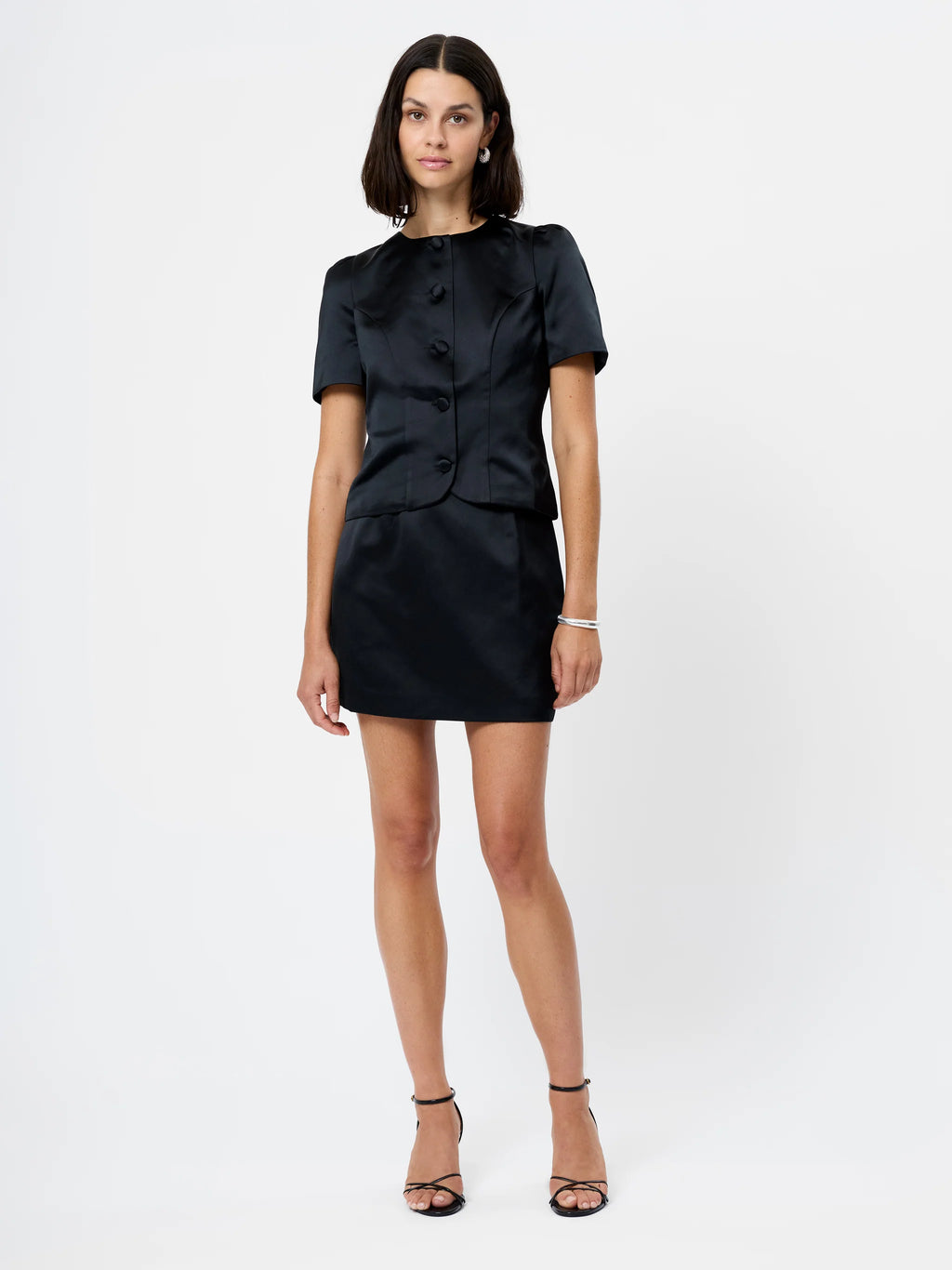 French Connection Jaxon Satin Puff Sleeve Top