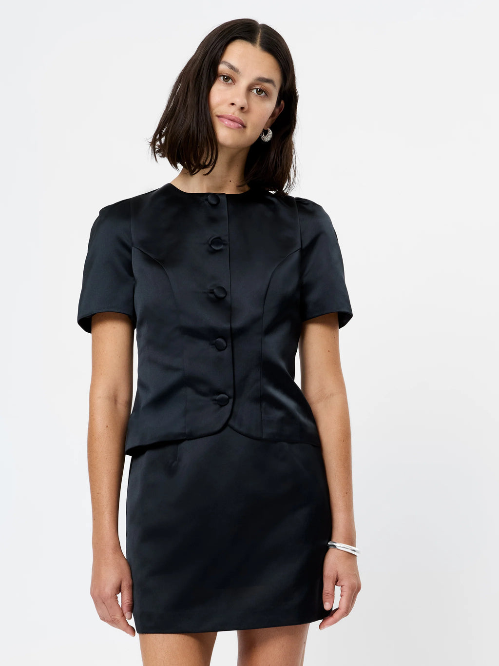 French Connection Jaxon Satin Puff Sleeve Top