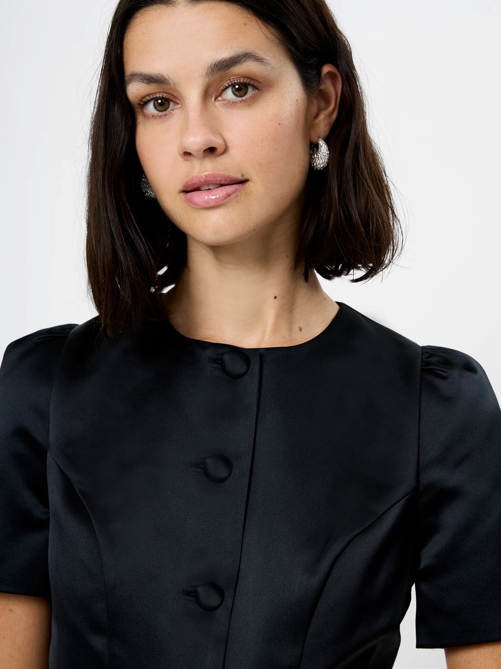 French Connection Jaxon Satin Puff Sleeve Top