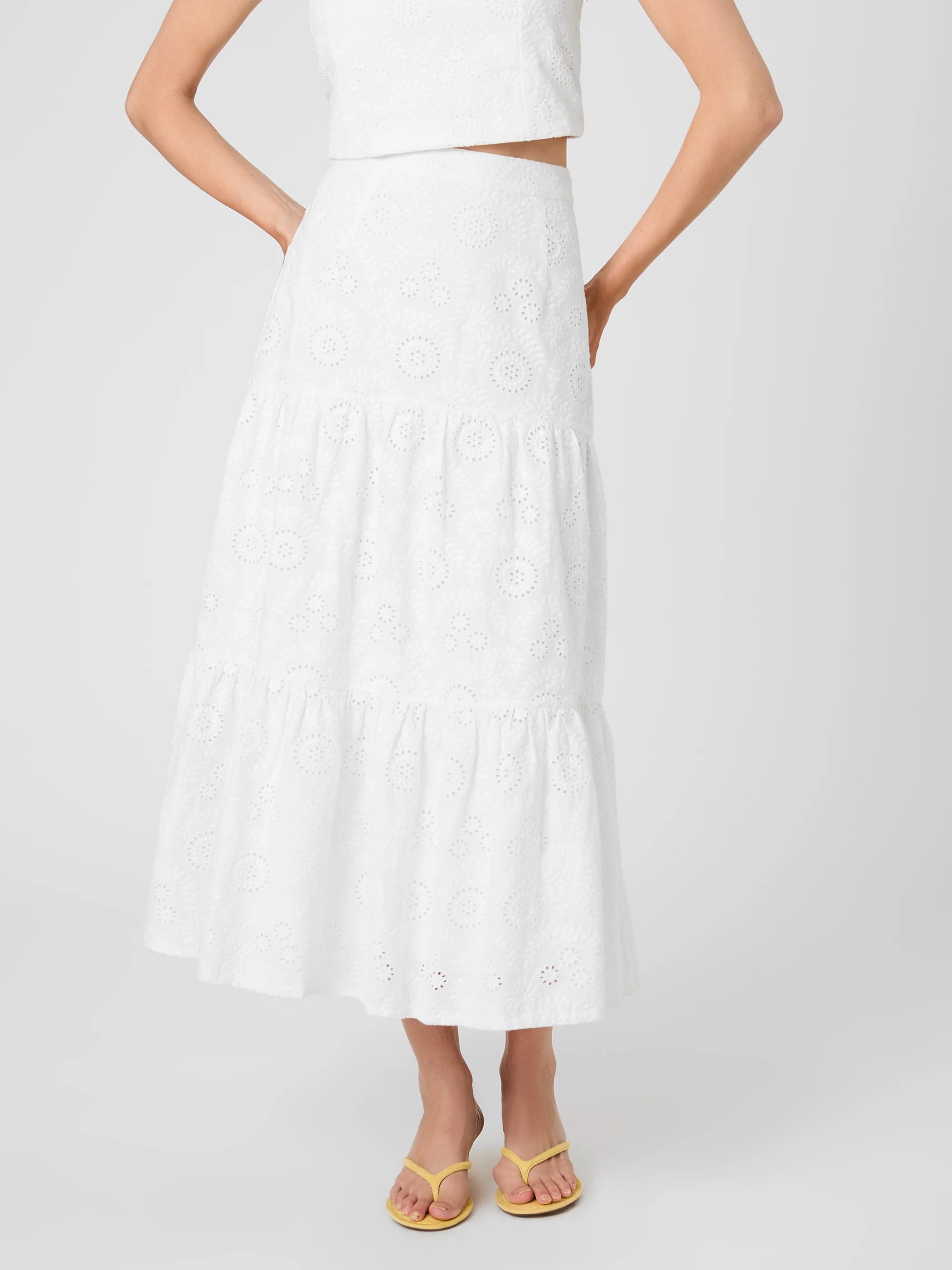 French Connection Svea Eyelet Tier Maxi Skirt