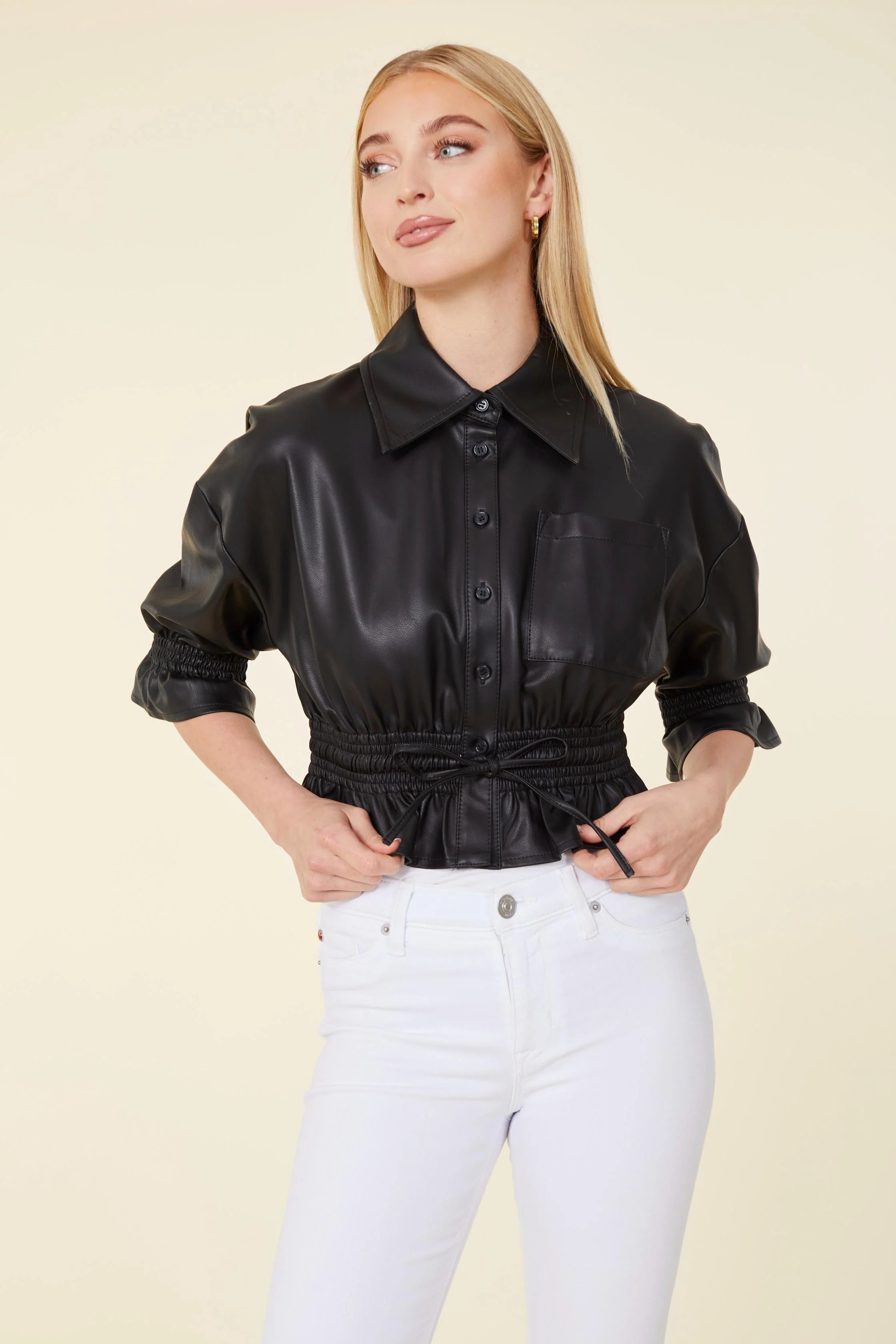 Dolce Cabo Vegan Leather Short Shirt Jacket